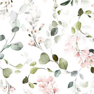 Boho green spring flowers wallpaper