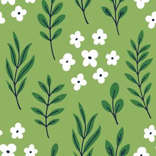 Boho green spring flowers wallpaper