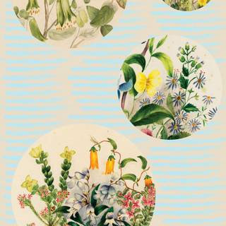 Boho green spring flowers wallpaper