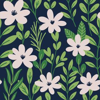 Boho green spring flowers wallpaper