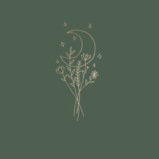 Boho green spring wallpaper