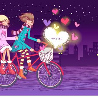 Happy Valentines Day cartoon wallpaper