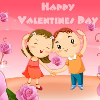 Happy Valentines cartoon wallpaper