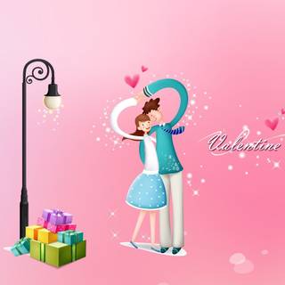 Happy Valentines cartoon wallpaper