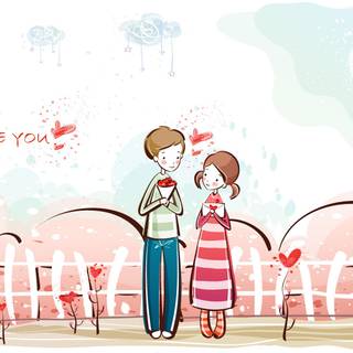 Happy Valentines Day cartoon wallpaper
