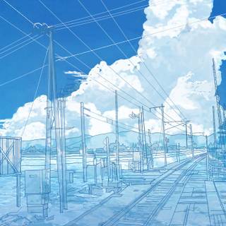 Aesthetic blue anime PC wallpaper