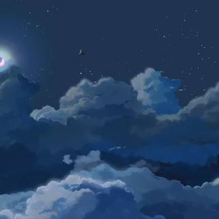 Aesthetic blue anime PC wallpaper