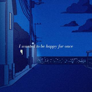 Aesthetic blue anime PC wallpaper