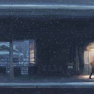 Aesthetic blue anime PC wallpaper