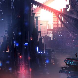 Cyber city aesthetic 4k wallpaper