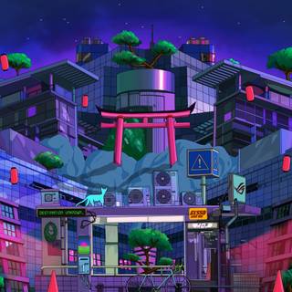 Cyber city aesthetic 4k wallpaper