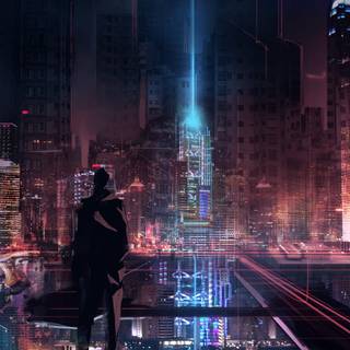 Cyber city aesthetic 4k wallpaper