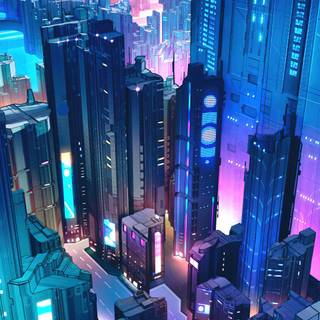 Dual monitor city wallpaper