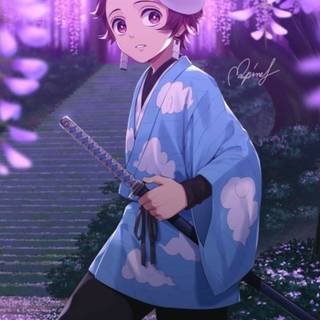 Tanjiro purple wallpaper
