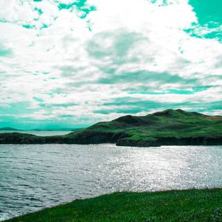 Mint green clouds wallpaper