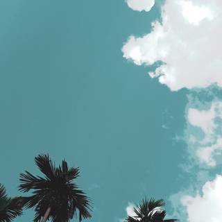Mint green clouds wallpaper