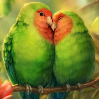 Green birds wallpaper