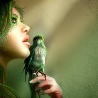 Green birds wallpaper