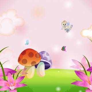 Springtime cartoon flowers wallpaper