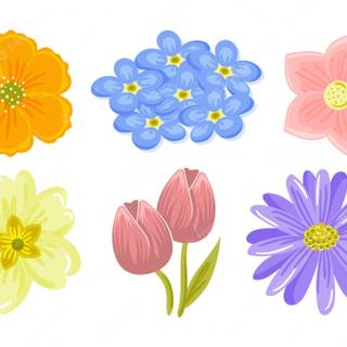 Springtime cartoon flowers wallpaper