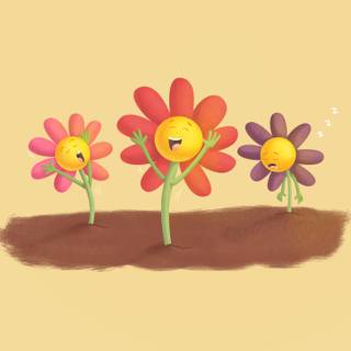 Springtime cartoon flowers wallpaper