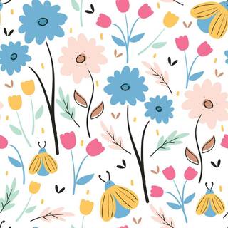 Springtime cartoon flower wallpaper