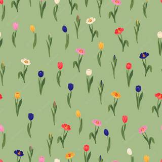 Springtime cartoon flowers wallpaper