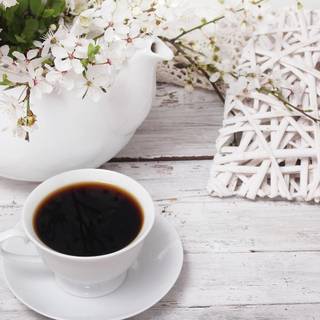 Coffee and spring wallpaper