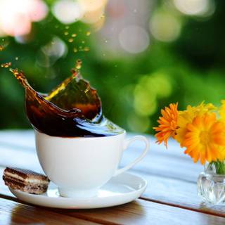 Coffee and spring wallpaper