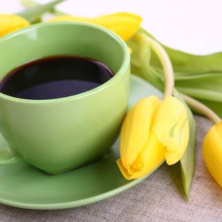 Coffee and spring wallpaper