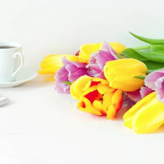 Coffee and spring wallpaper