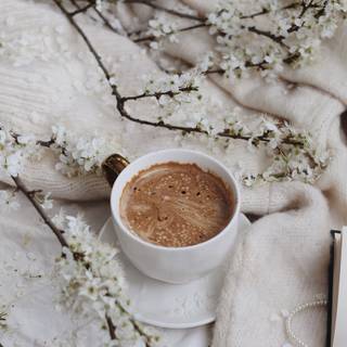 Coffee and spring wallpaper