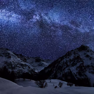 Blue night winter mountain wallpaper