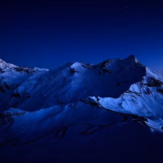 Blue night winter mountain wallpaper