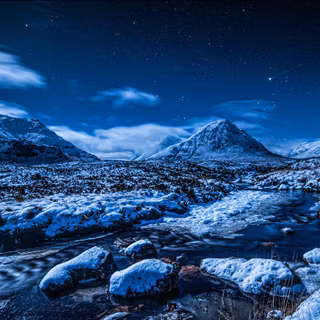 Blue night winter mountain wallpaper