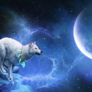 Horse and wolf wallpaper