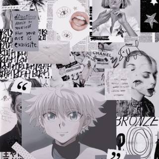 Anime black and white collage wallpaper