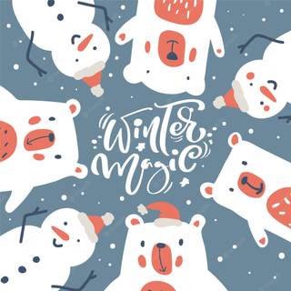 Winter bear cartoon wallpaper
