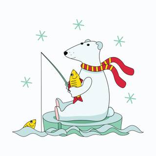 Winter bear cartoon wallpaper