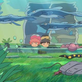 Ponyo on the Cliff by the Sea wallpaper