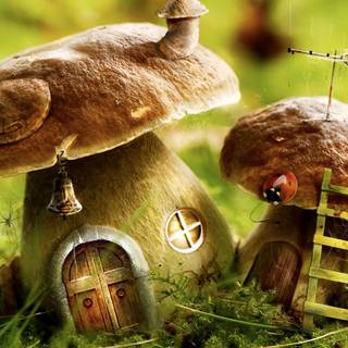 Yellow mushroom wallpaper