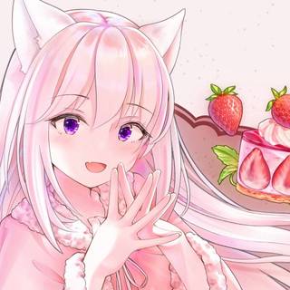 Pink strawberry anime girl wallpaper