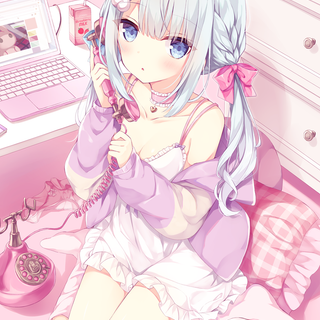 Pink strawberry anime girl wallpaper