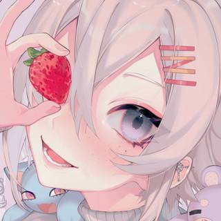 Pink strawberry anime girl wallpaper