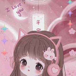 Pink strawberry anime girl wallpaper