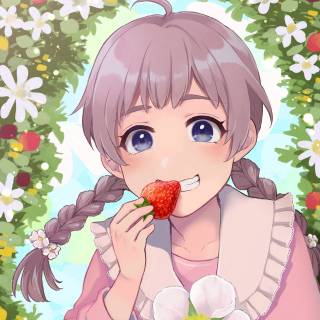 Pink strawberry anime girl wallpaper