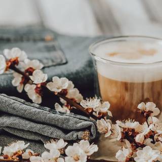 Aesthetic spring coffee wallpaper