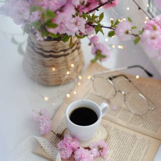 Aesthetic spring coffee wallpaper