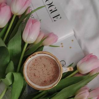 Aesthetic spring coffee wallpaper