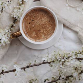 Aesthetic spring coffee wallpaper